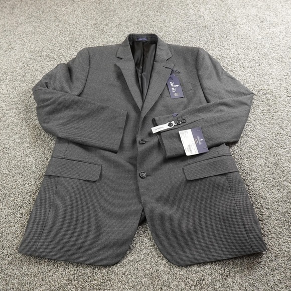 NEW Stafford Blazer Mens 42R Gray Check Wool Classic Fit Sport Coat Jacket Suit - Picture 2 of 16